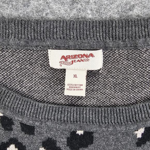 Leopard Print Long Sleeve Sweater Womens XL Grey Black Arizona Jean Company - Picture 8 of 10